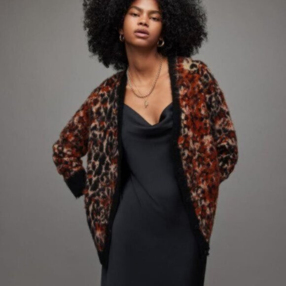 All Saints Star Leopard Cardigan - NEW - Picture 2 of 4
